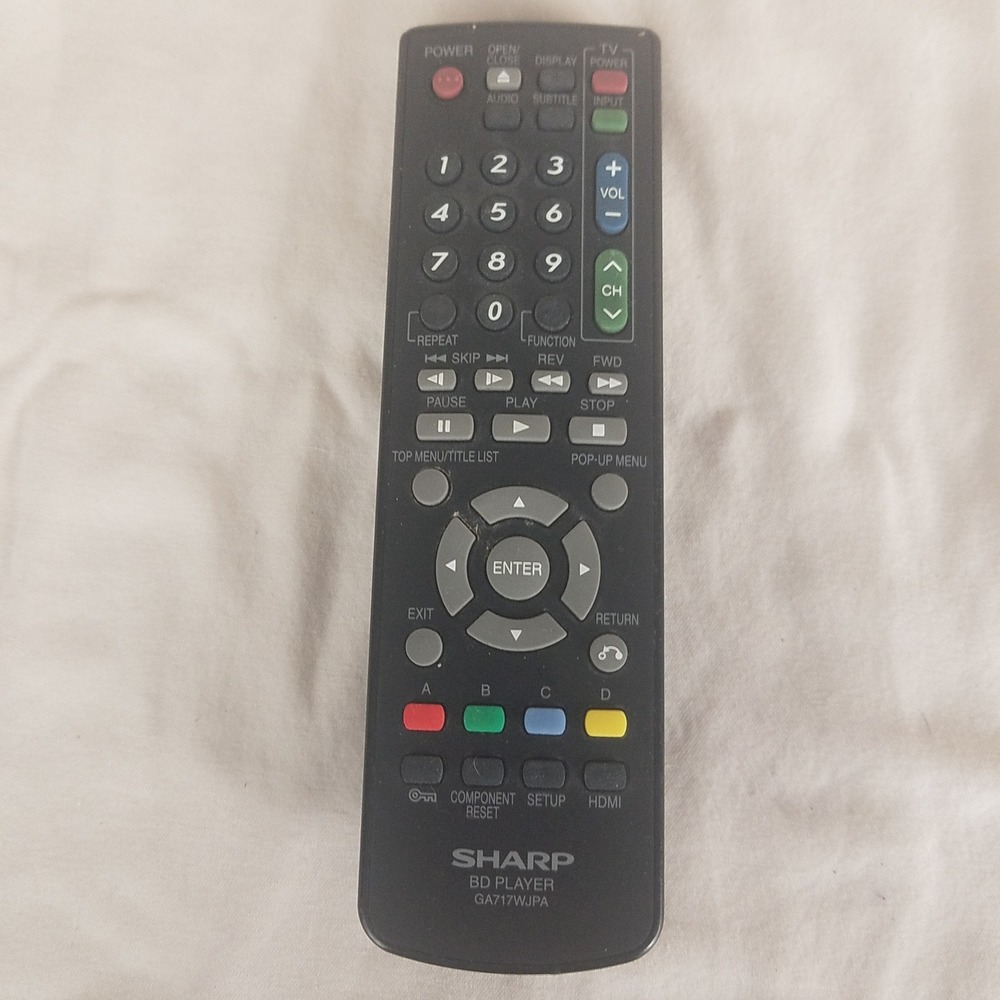 Sharp GA717WJPA BD Player Remote Control Black OEM Replacement Controller